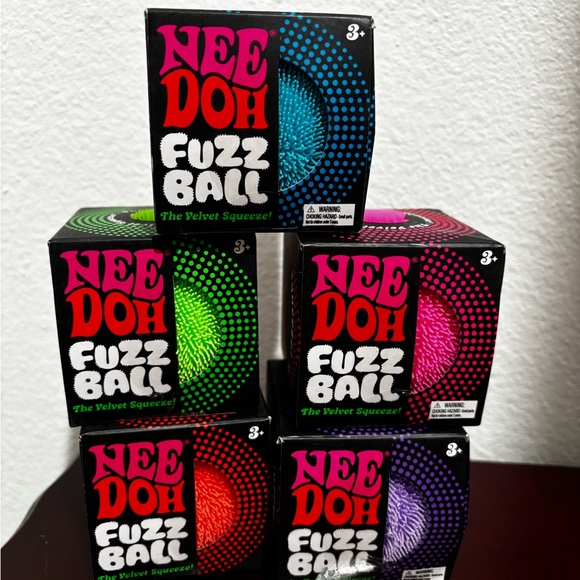 Nee Doh Fuzz Ball set- Pink Blue Green Orange Purple